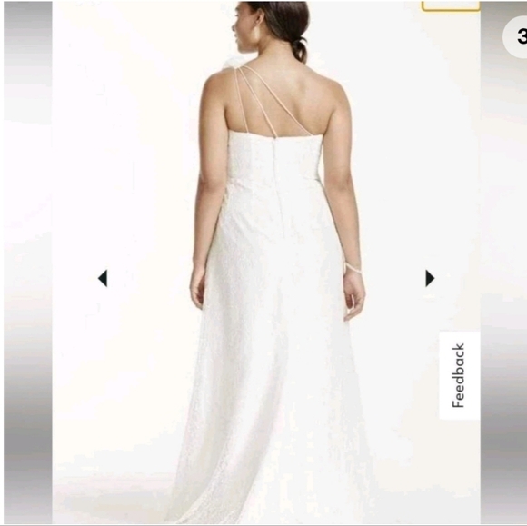 New David's Bridal Ivory Floral One-Shoulder Gown - Picture 2 of 4